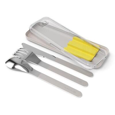 Set 3 posate in acciaio|Ufficio picnic|Scatola di stoccaggio inclusa|Slim Box