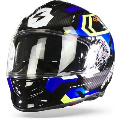Casco Integrale EXO-491 Nero-Blu-Giallo Fluo