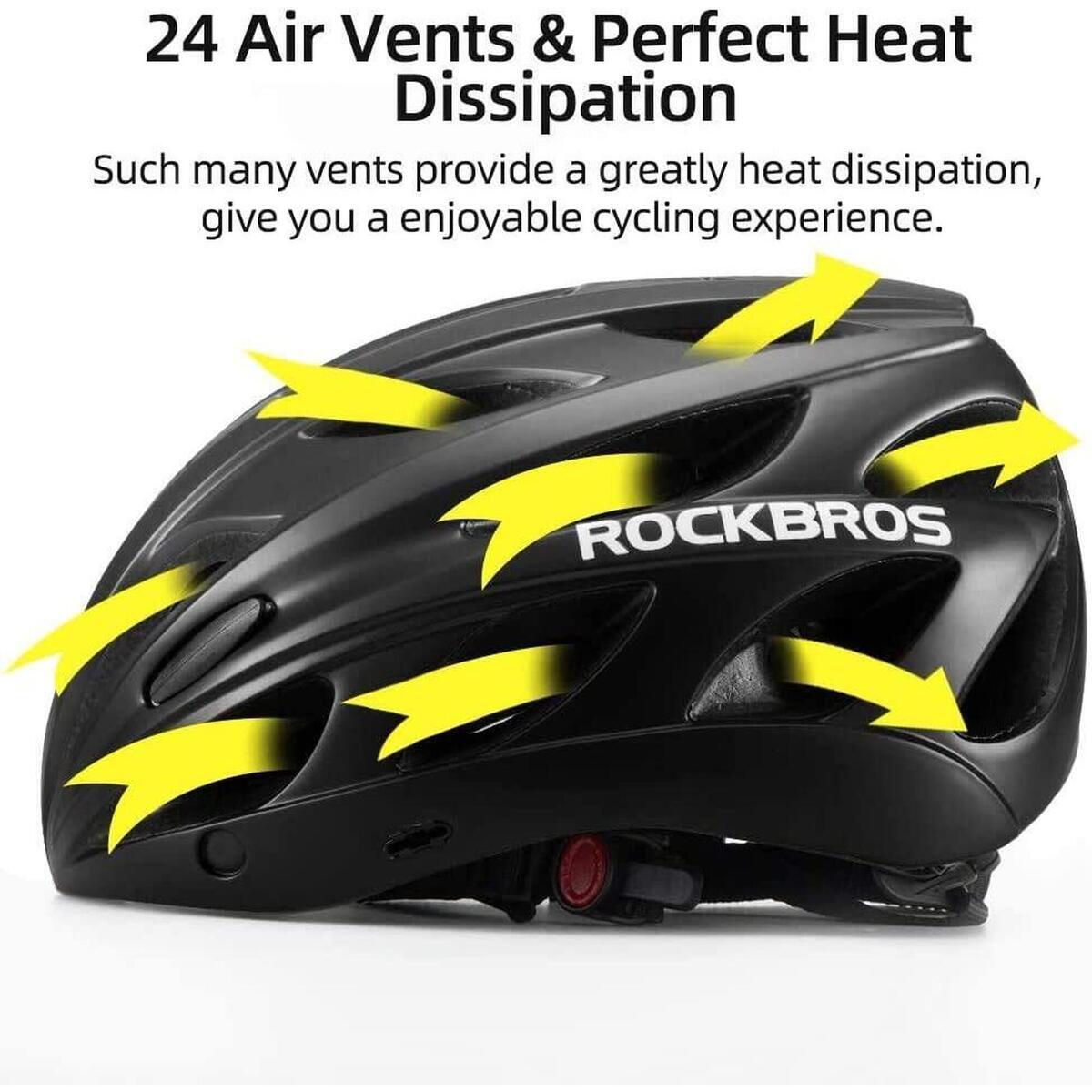 ROCKBROS Capacete de Bicicleta com Óculos 58-62cm 4/6