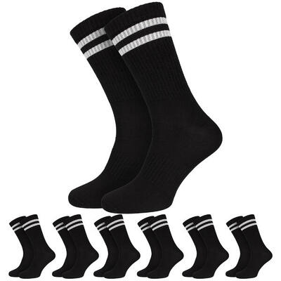 6 Paar Bambus Crew Sport Socken | Bambus | Damen & Herren | Schwarz