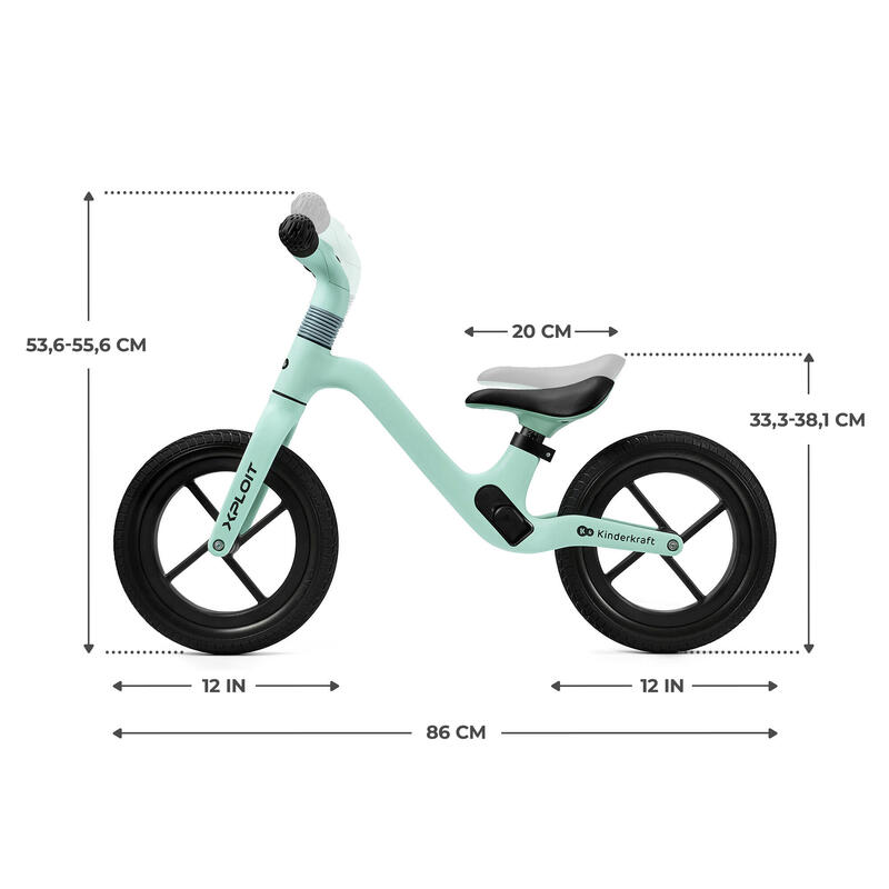 Bicicleta fara pedale Kinderkraft, Xploit, 12 inch, Turcoaz