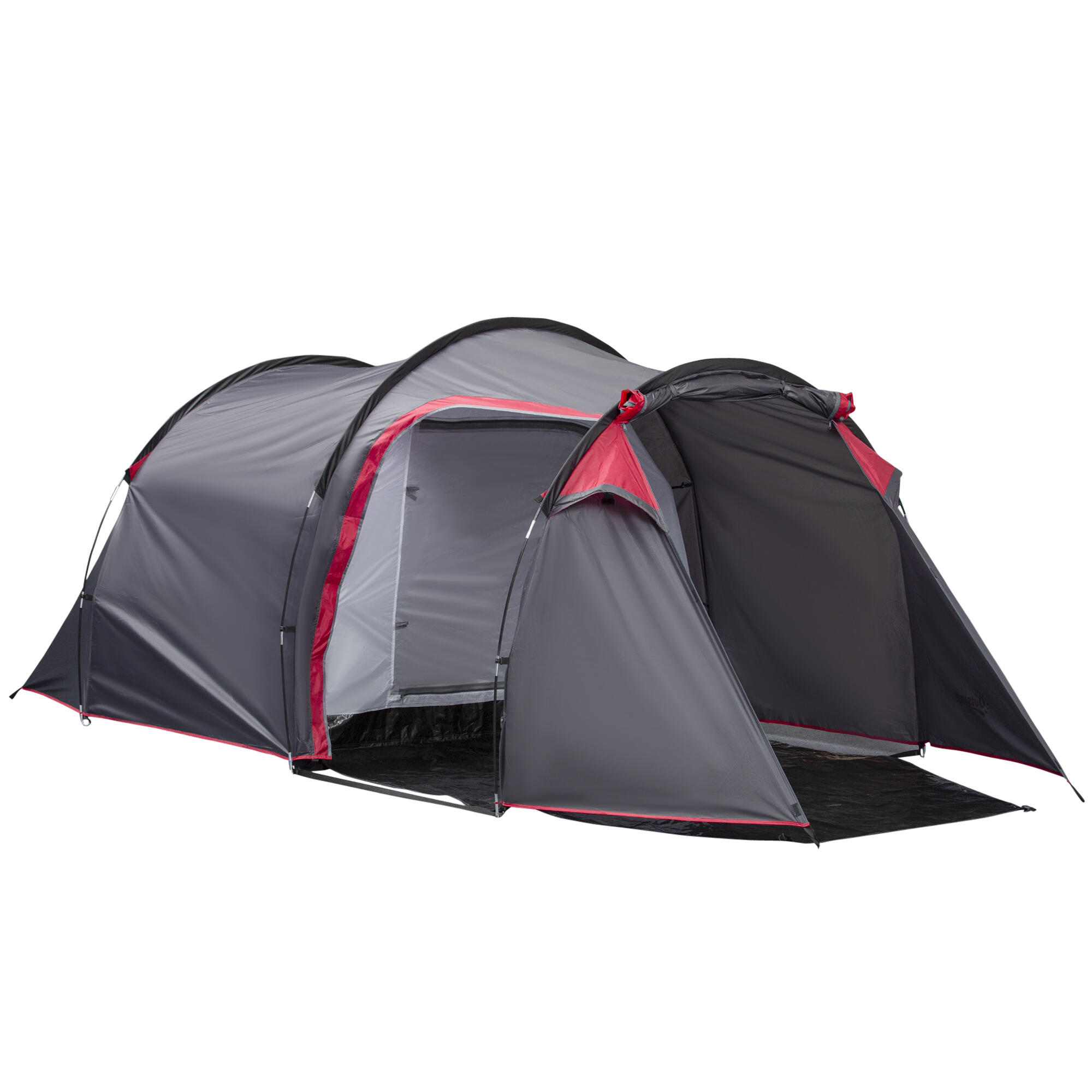 OUTSUNNY Tenda campismo 426x206x154 cm cinza escuro, vermelho e preto Outsunny