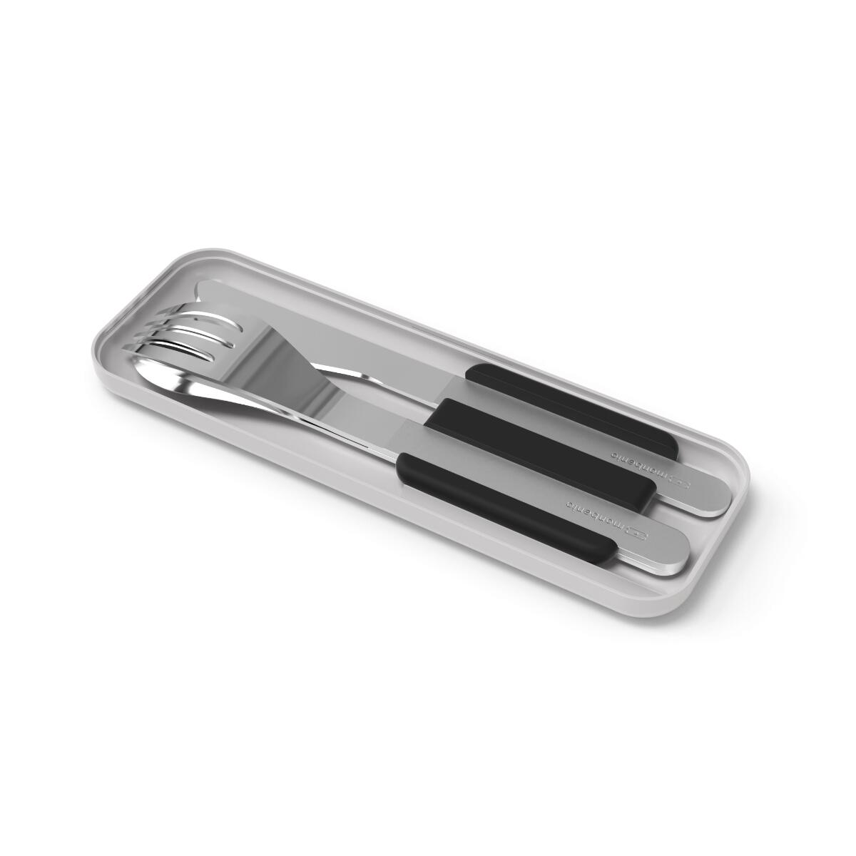 Set 3 couverts en inox|Bureau, pique-nique|Boitier de rangement inclus|Slim Box 2/6
