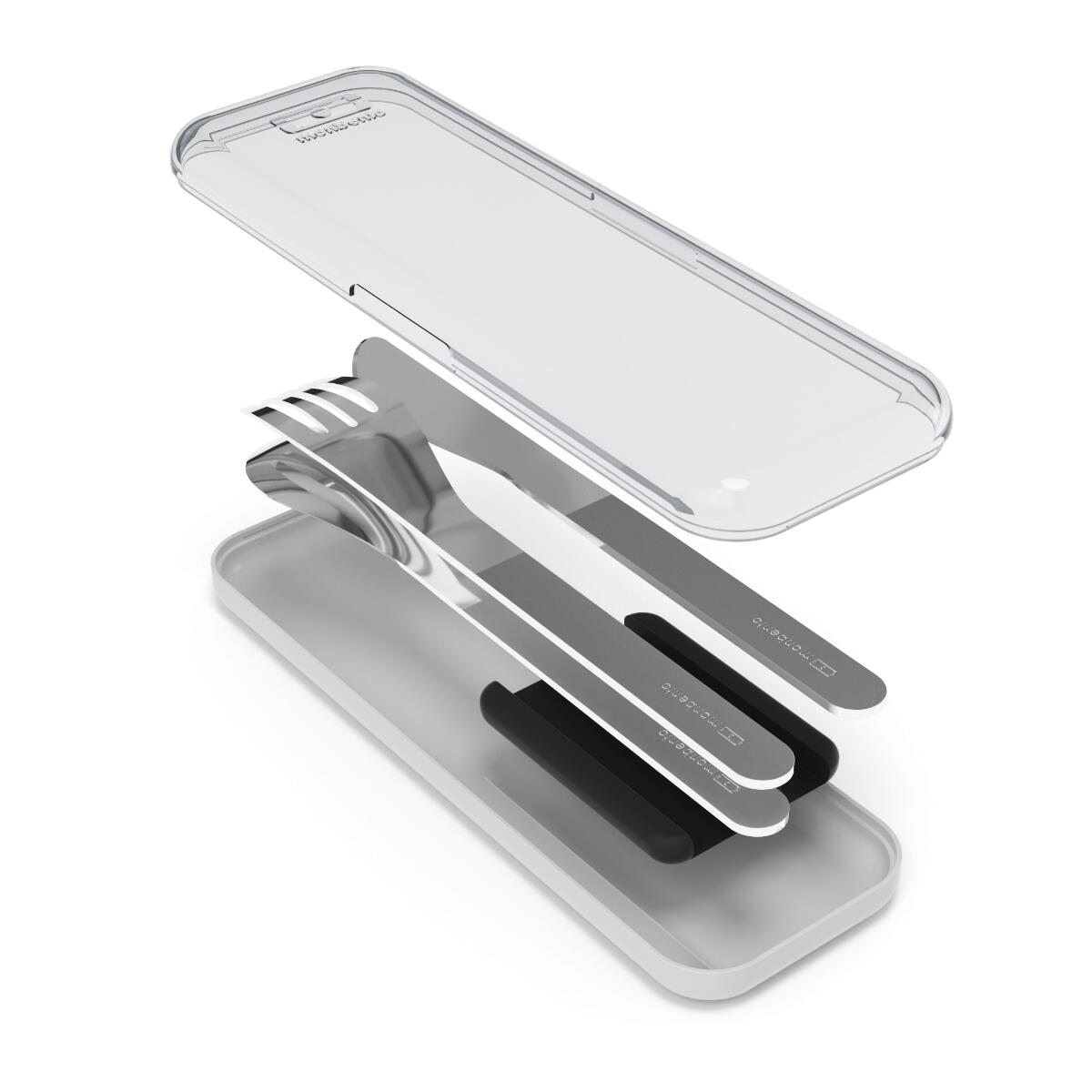 Set 3 couverts en inox|Bureau, pique-nique|Boitier de rangement inclus|Slim Box 3/6