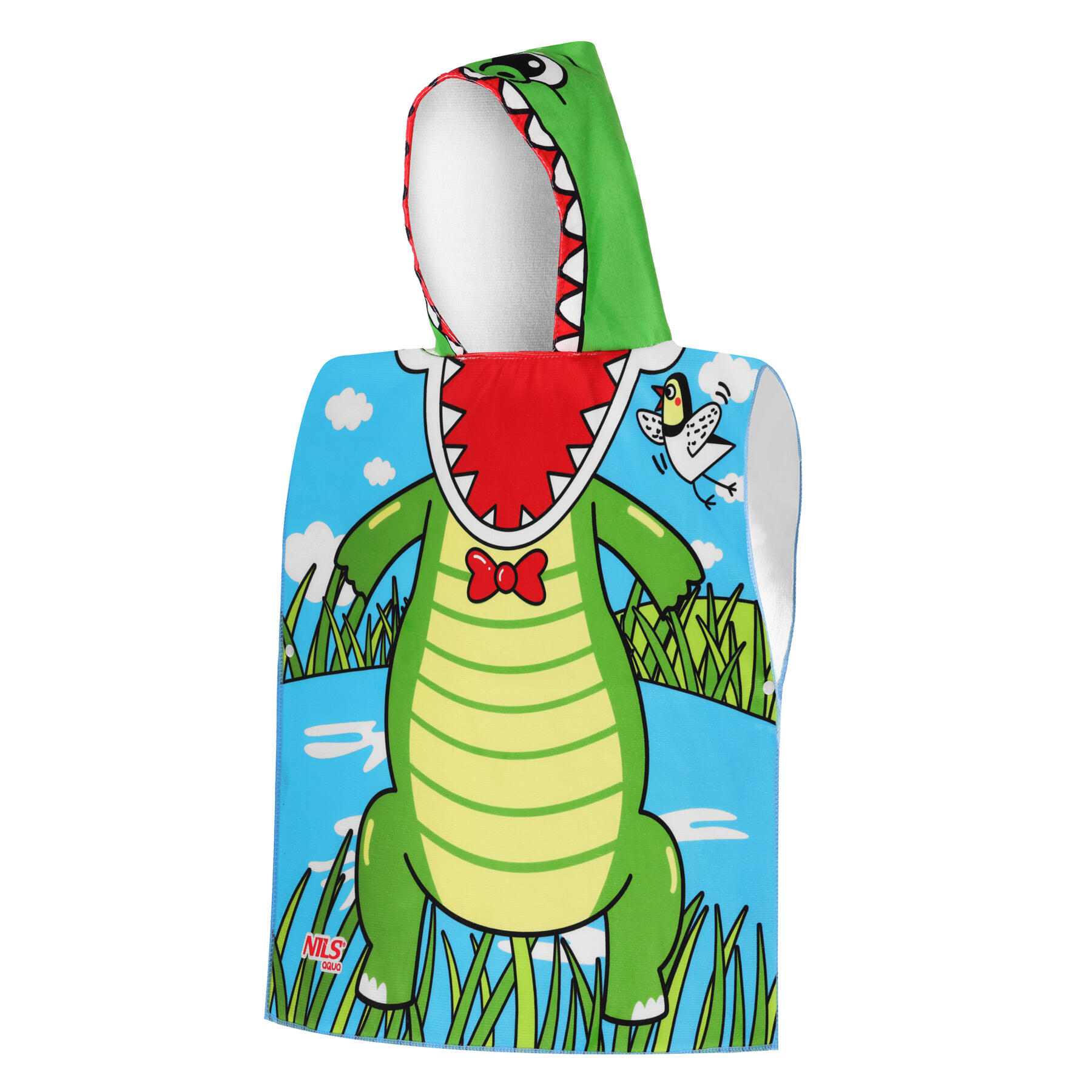 Nils - Serviette Poncho Crocodile Nar20 Nils Aqua - Serviette De Bain - Bleu|rouge|vert - No Size - Decathlon