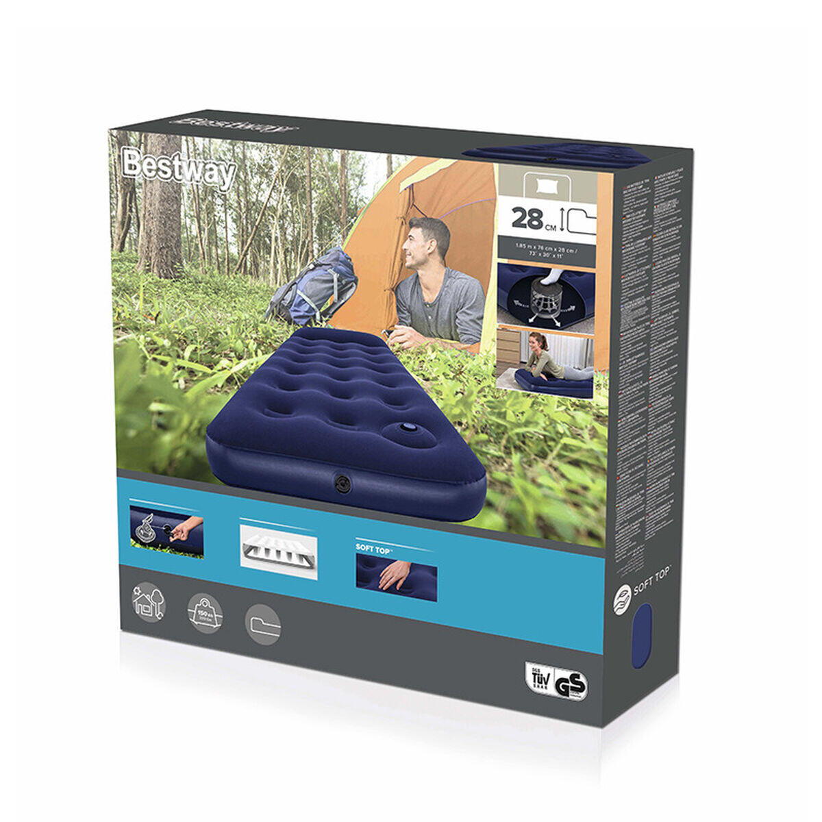 Bestway Matelas camping gonflable 1 place 185x76x22cm avec pompe à pied 2/5