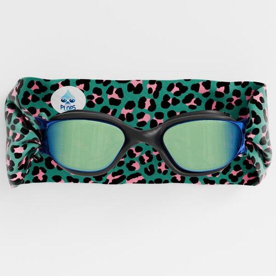 Lunettes Adulte Unisexe Natation Noir- Bandeau Leopard Vert - Verres Mirroir