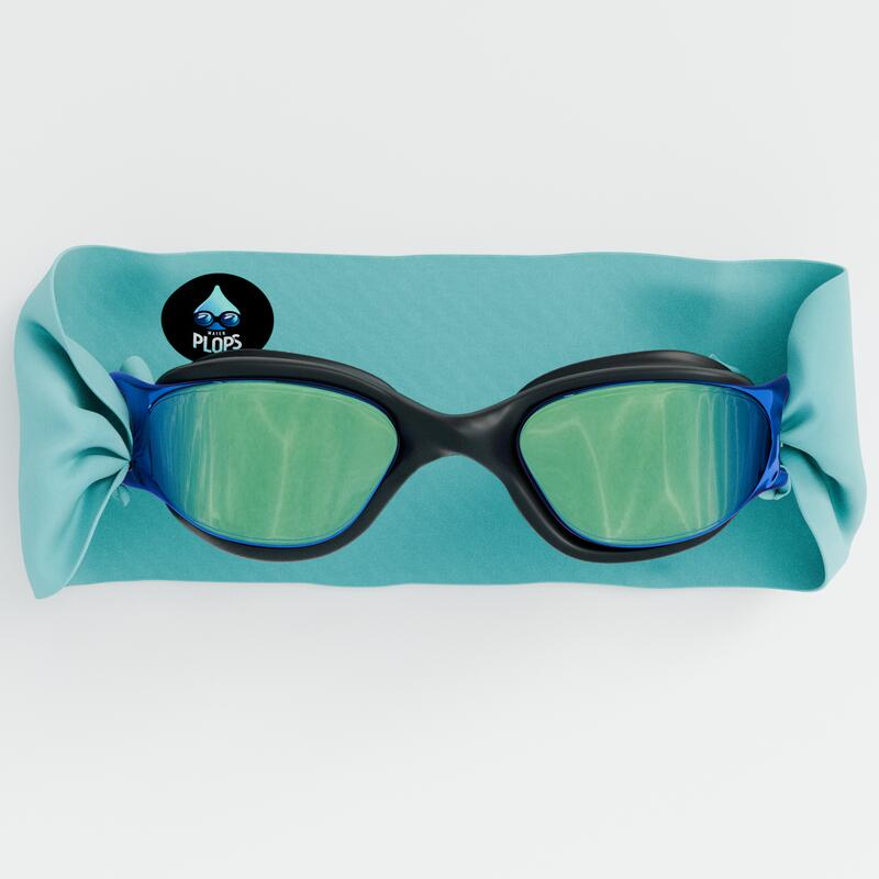 Waterplops - Lunettes Adulte Unisexe Natation Blanc - Bandeau Turquoise - Verres Mirroir - Lunettes De Natation - Noir - Taille Unique - Decathlon