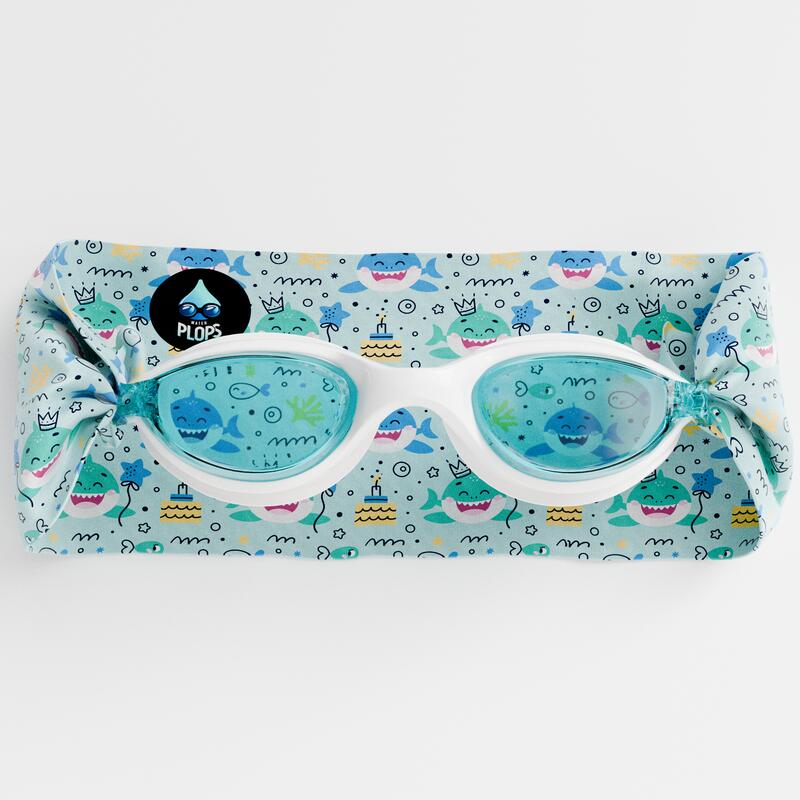 Waterplops - Lunettes Enfant Natation – Bandeau Tout Doux Shark - Lunettes De Natation - Blanc|bleu - Decathlon