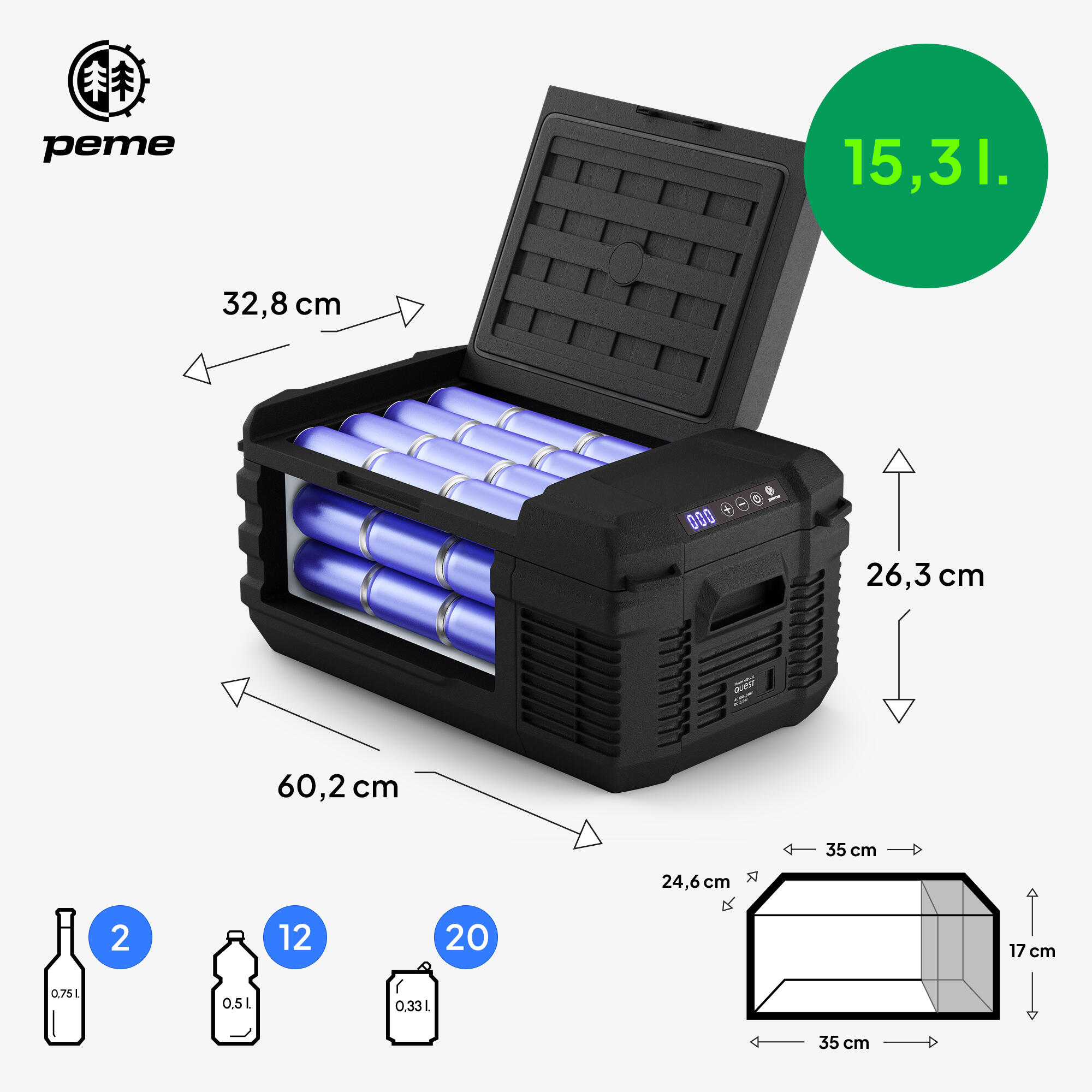 Frigo Portatile Peme Quest 15 12/230v caldo/freddo per campeggio 2/7