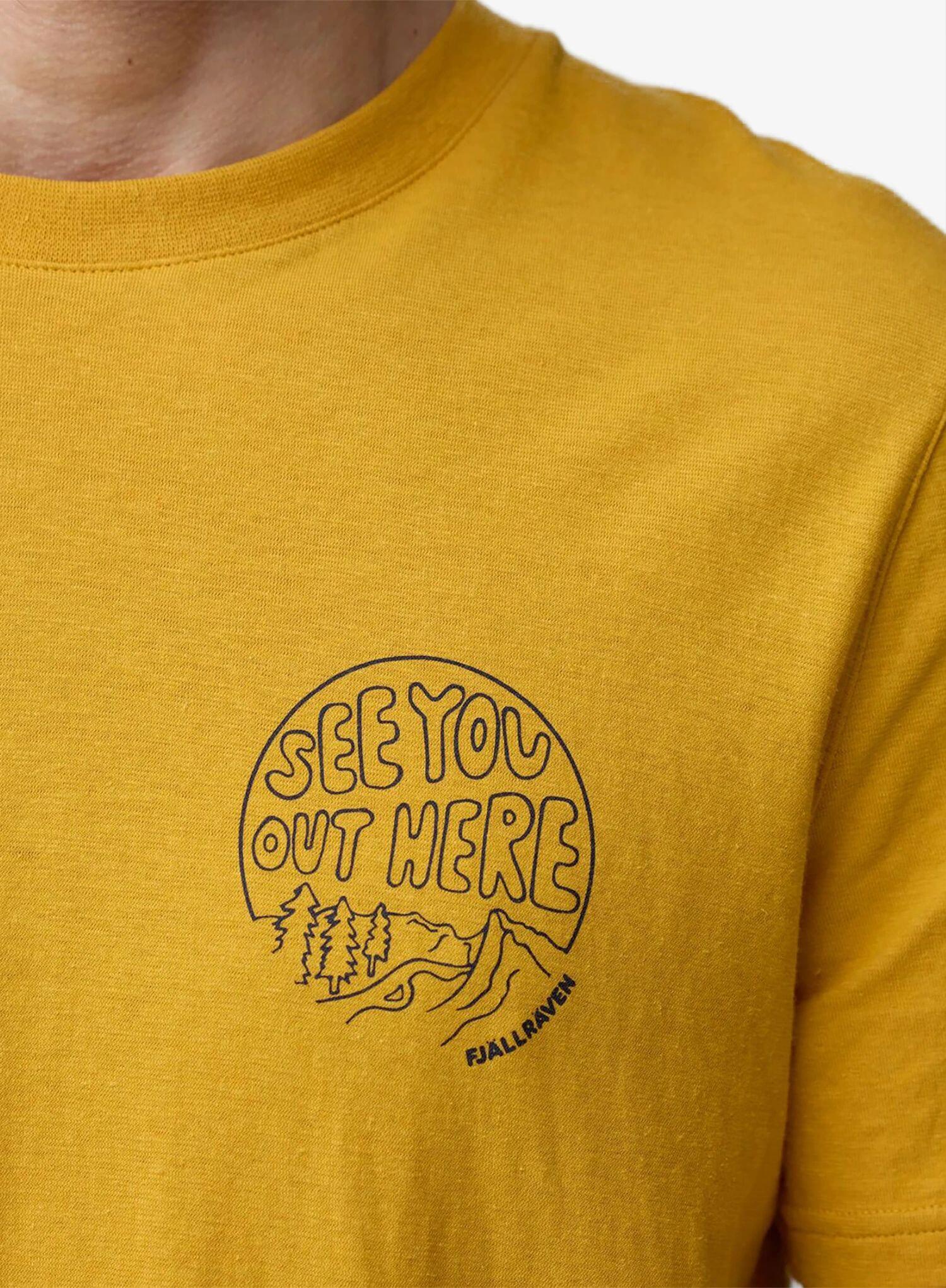 Koszulka bawełniana męska Fjallraven Hemp Blend Out Here T-shirt 3/4