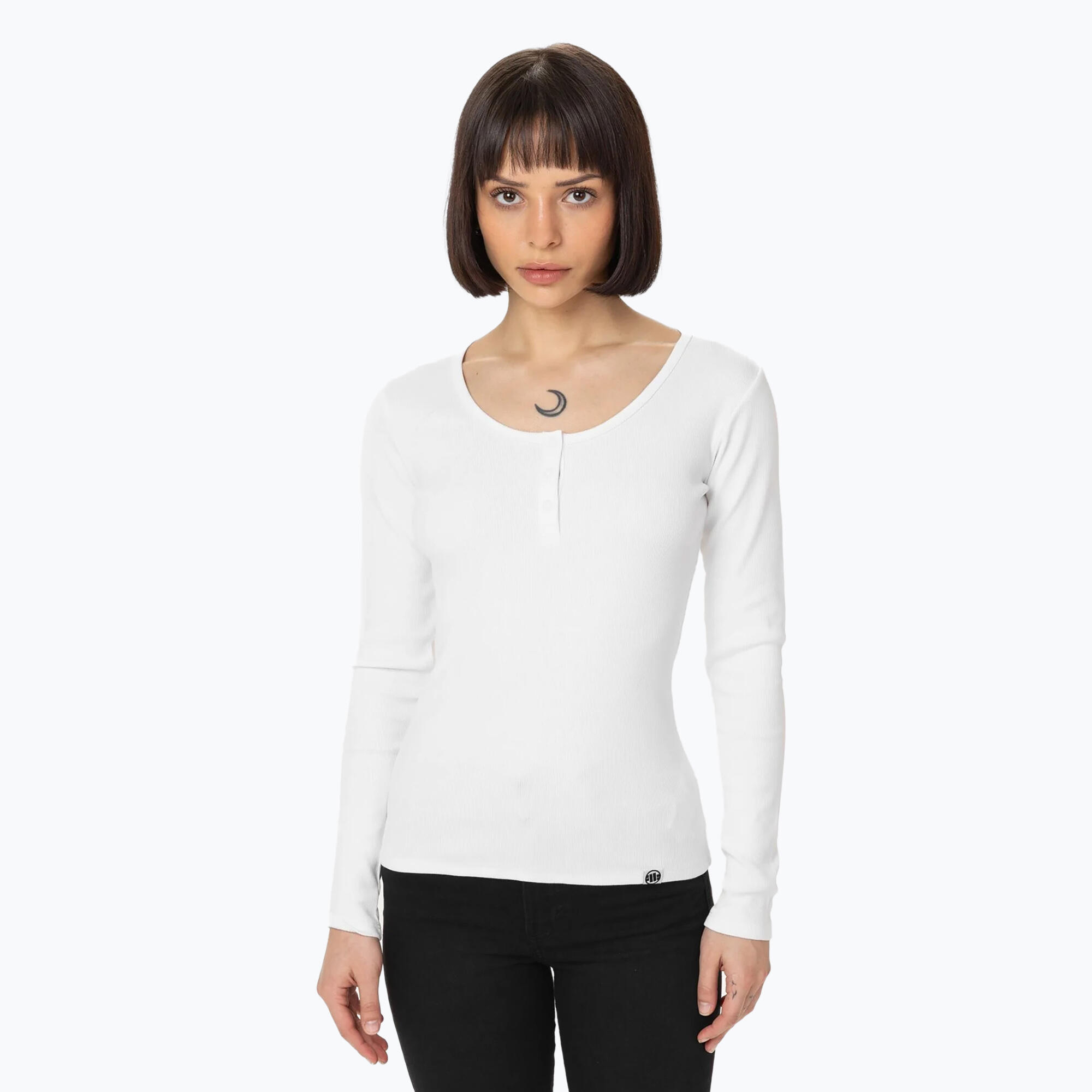 Pitbull - T-shirt À Manches Longues Côtelé Pitbull Pour Femme - Maillot Manches Longues - Blanc - 42 M/l - Decathlon