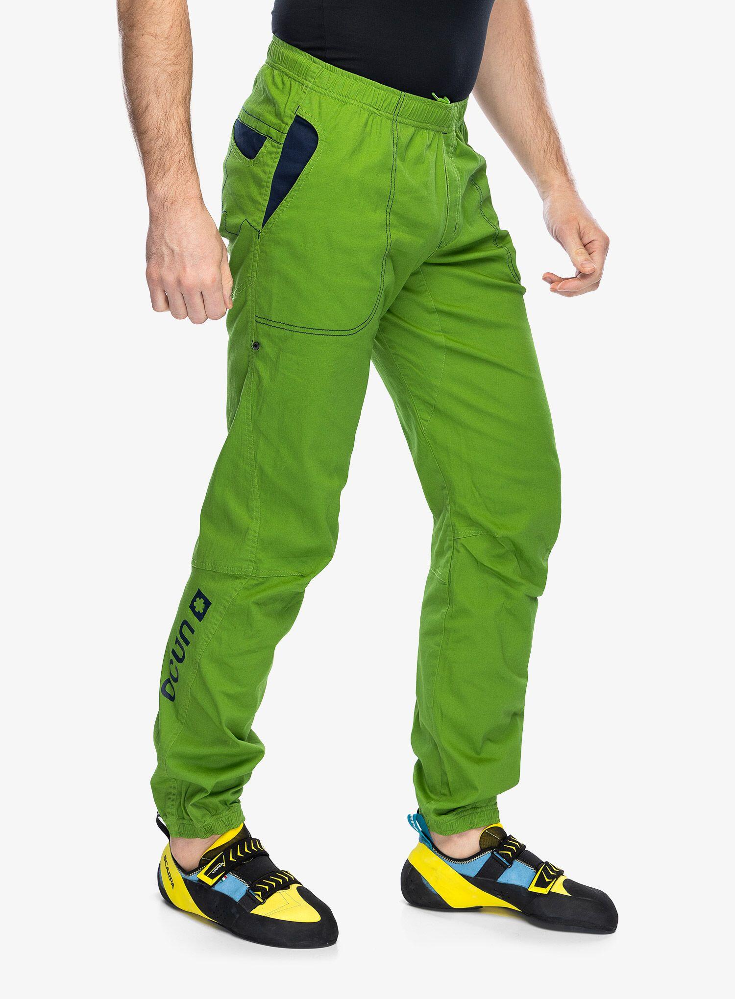 Pantalon escalade Ocun Jaws homme vert fusain 95% coton 5% élasthanne coupe 3D 3/5