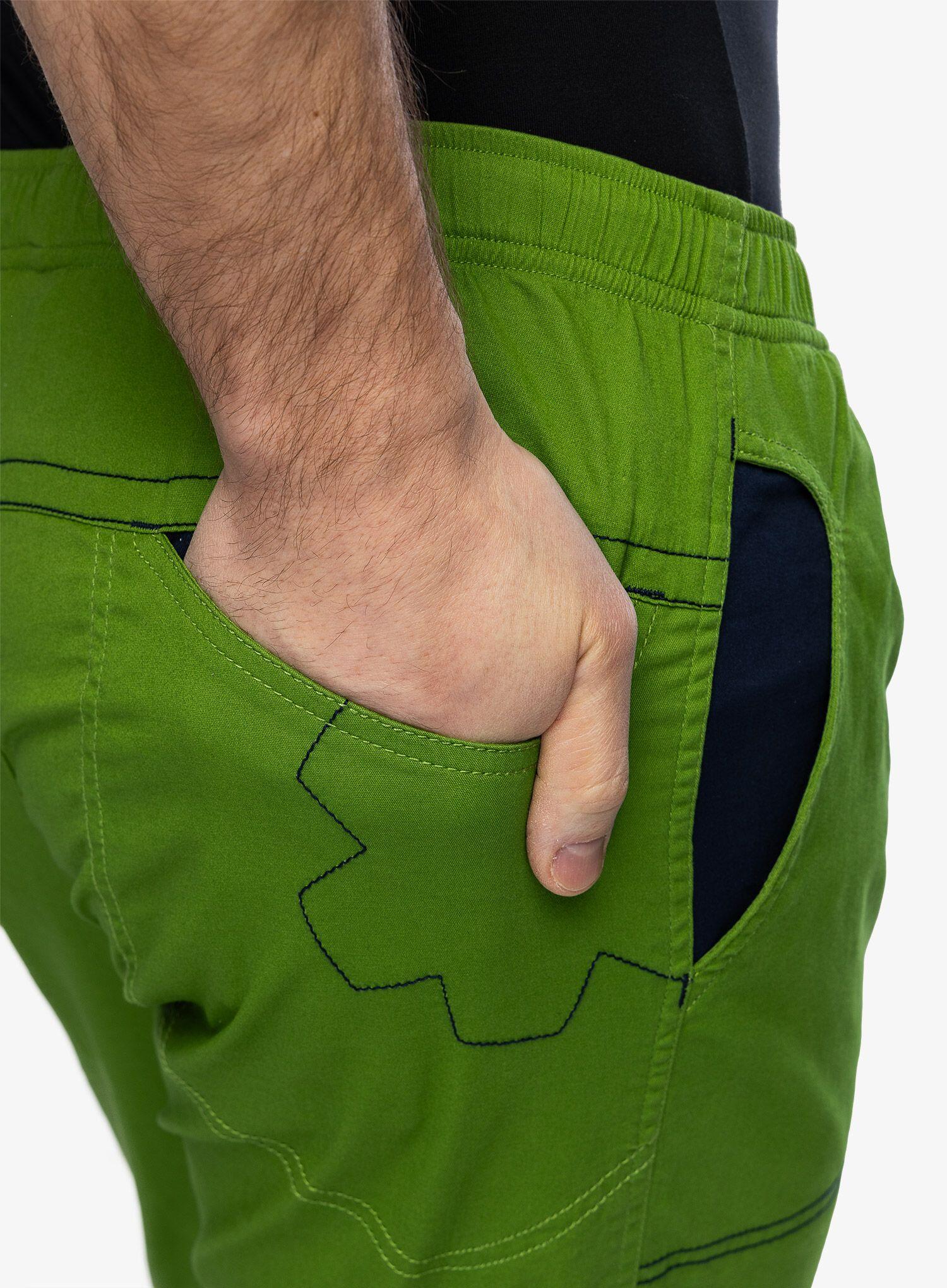 Pantalon escalade Ocun Jaws homme vert fusain 95% coton 5% élasthanne coupe 3D 5/5