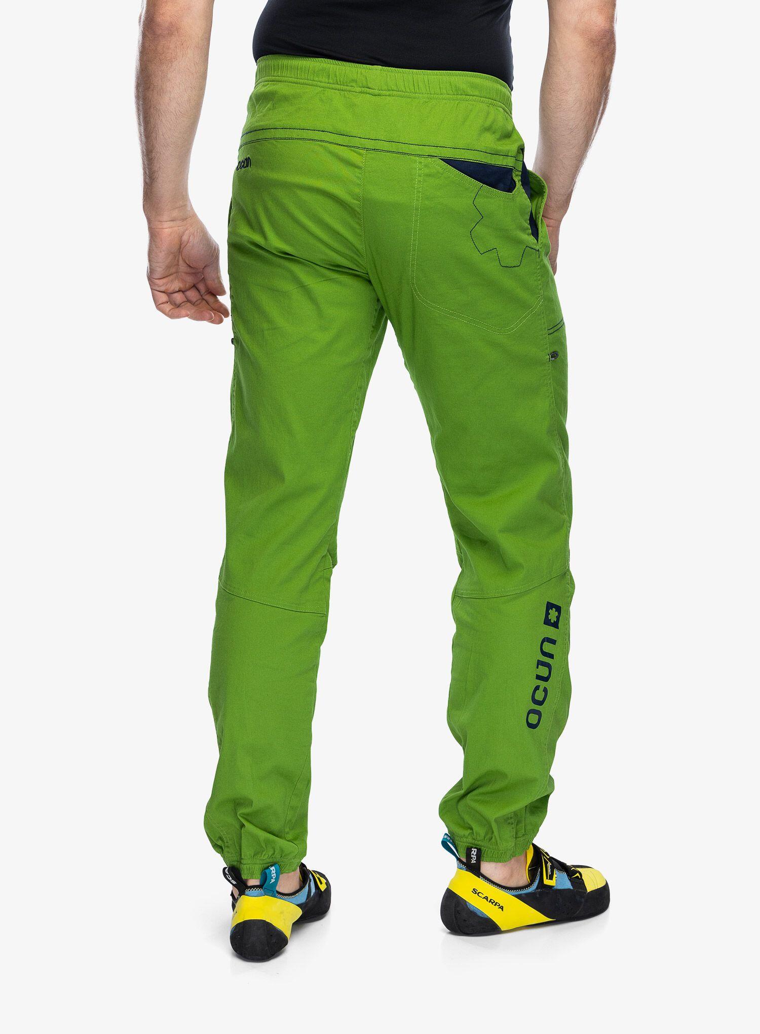 Pantalon escalade Ocun Jaws homme vert fusain 95% coton 5% élasthanne coupe 3D 2/5