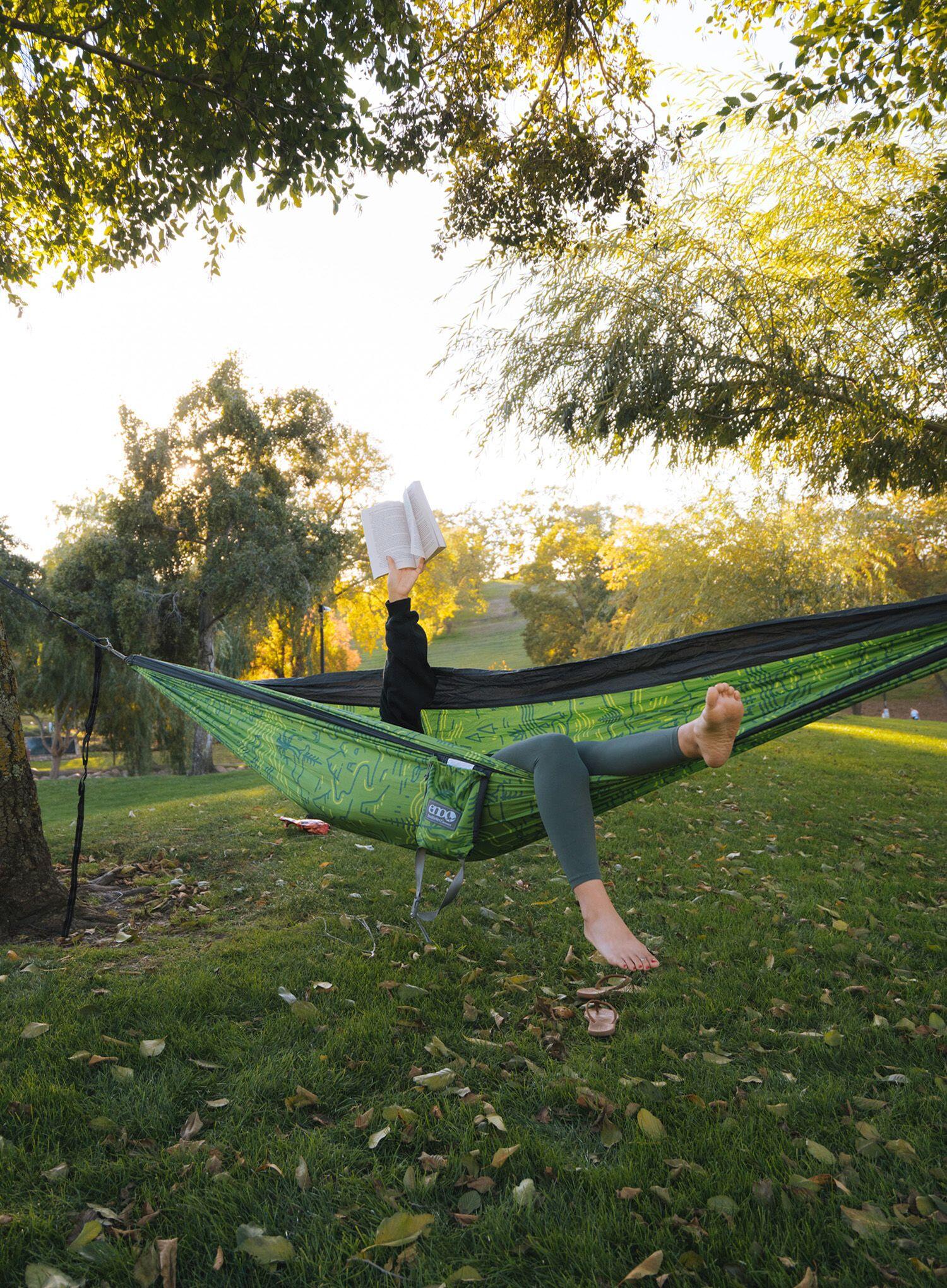 Hamak ENO DoubleNest Print Giving Back Hammock - outside lnt/charcoal 4/7