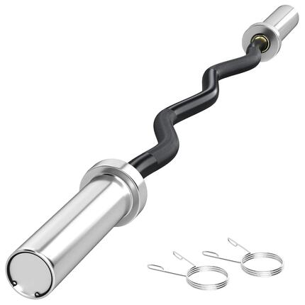 Barre de musculation en acier de 120 cm, barre EZ Curl avec 2 pinces, capacité d