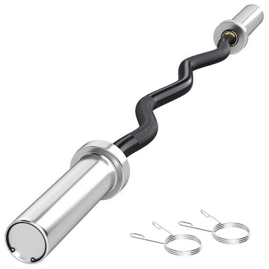 Barre de musculation en acier de 120 cm, barre EZ Curl avec 2 pinces, capacité d
