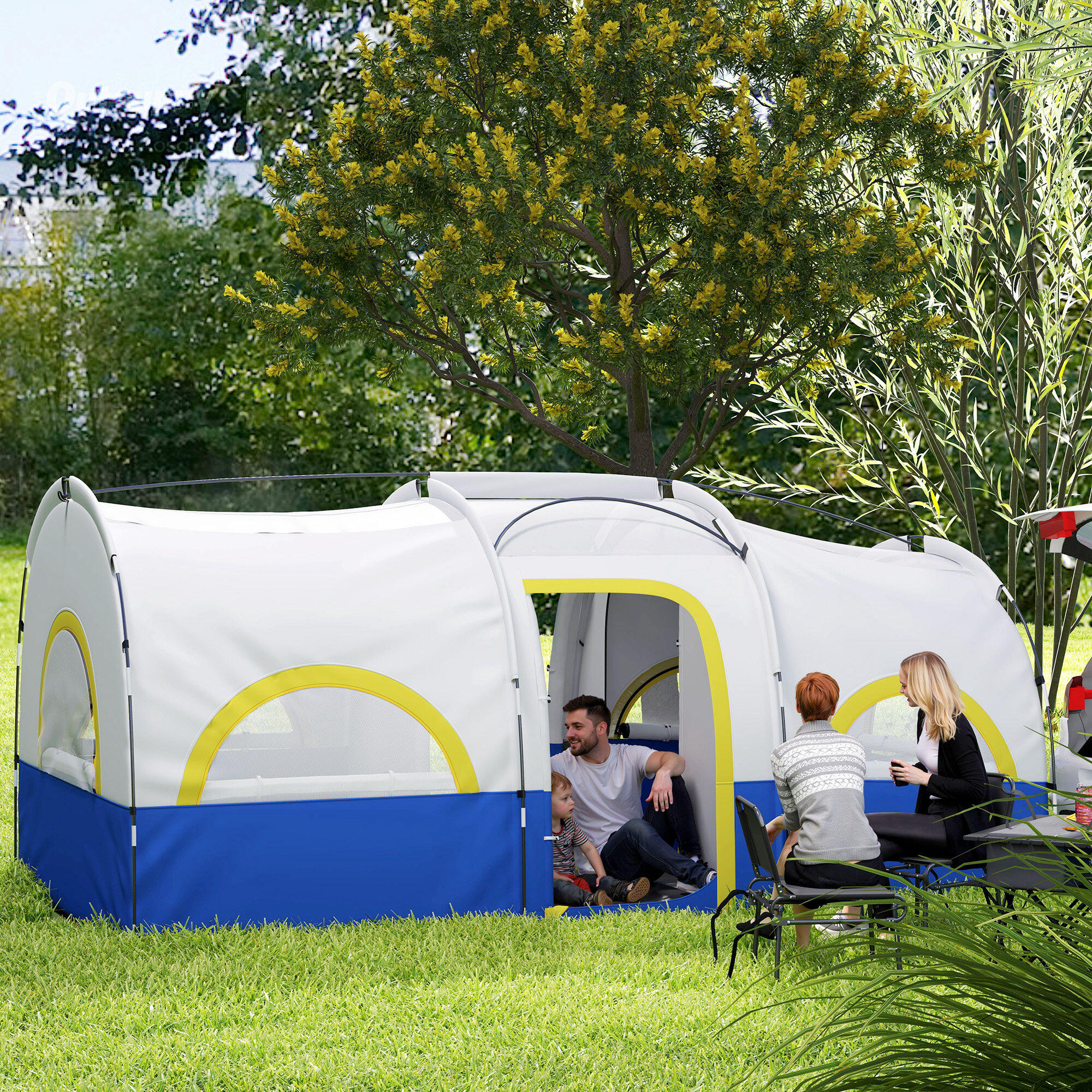 Tenda campismo 435x251x195 cm azul Outsunny 2/7