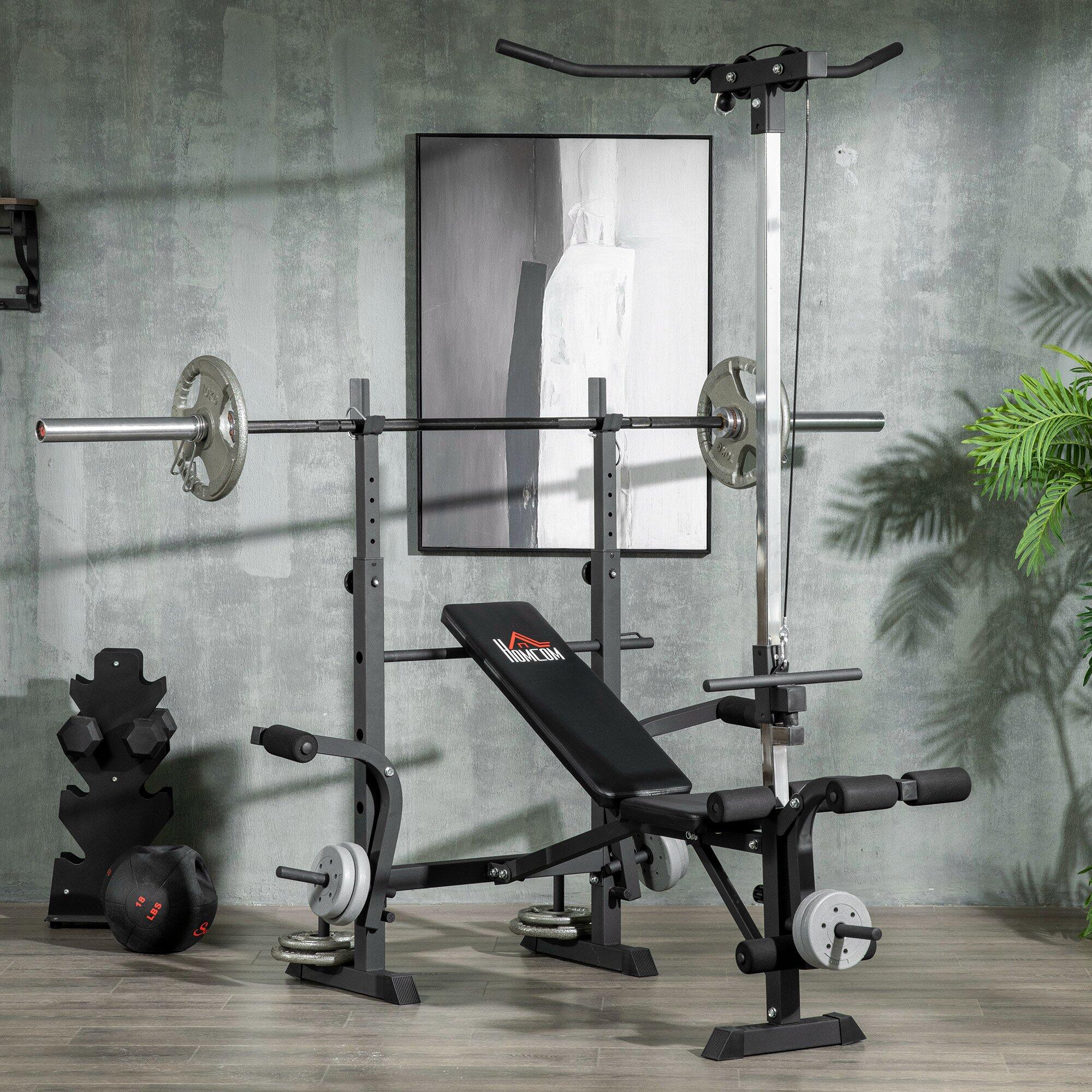 Banco de Musculación HOMCOM 180x134x200 cm Plata y Negro 2/7