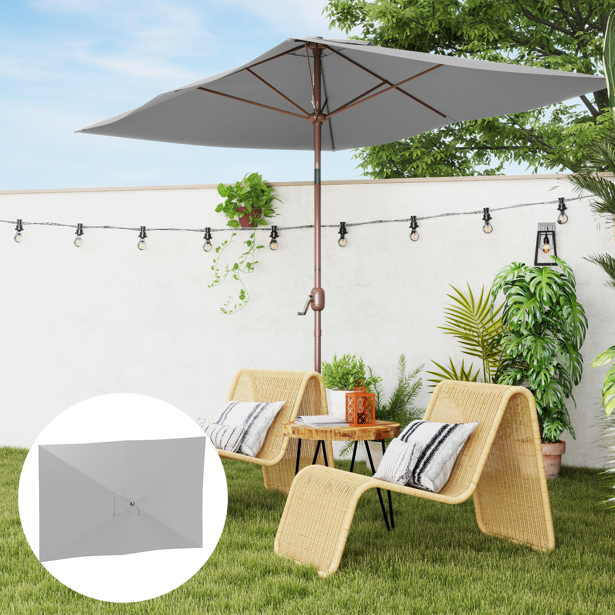 Toldo de Sombrilla Outsunny 200x300x0.1 cm Gris Claro 2/7