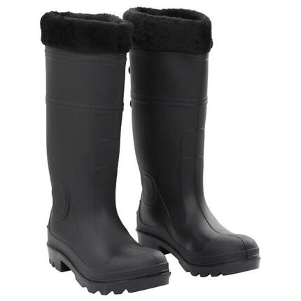 Bottes de pluie VidaXL en PVC noires avec chausson amovible taille 38