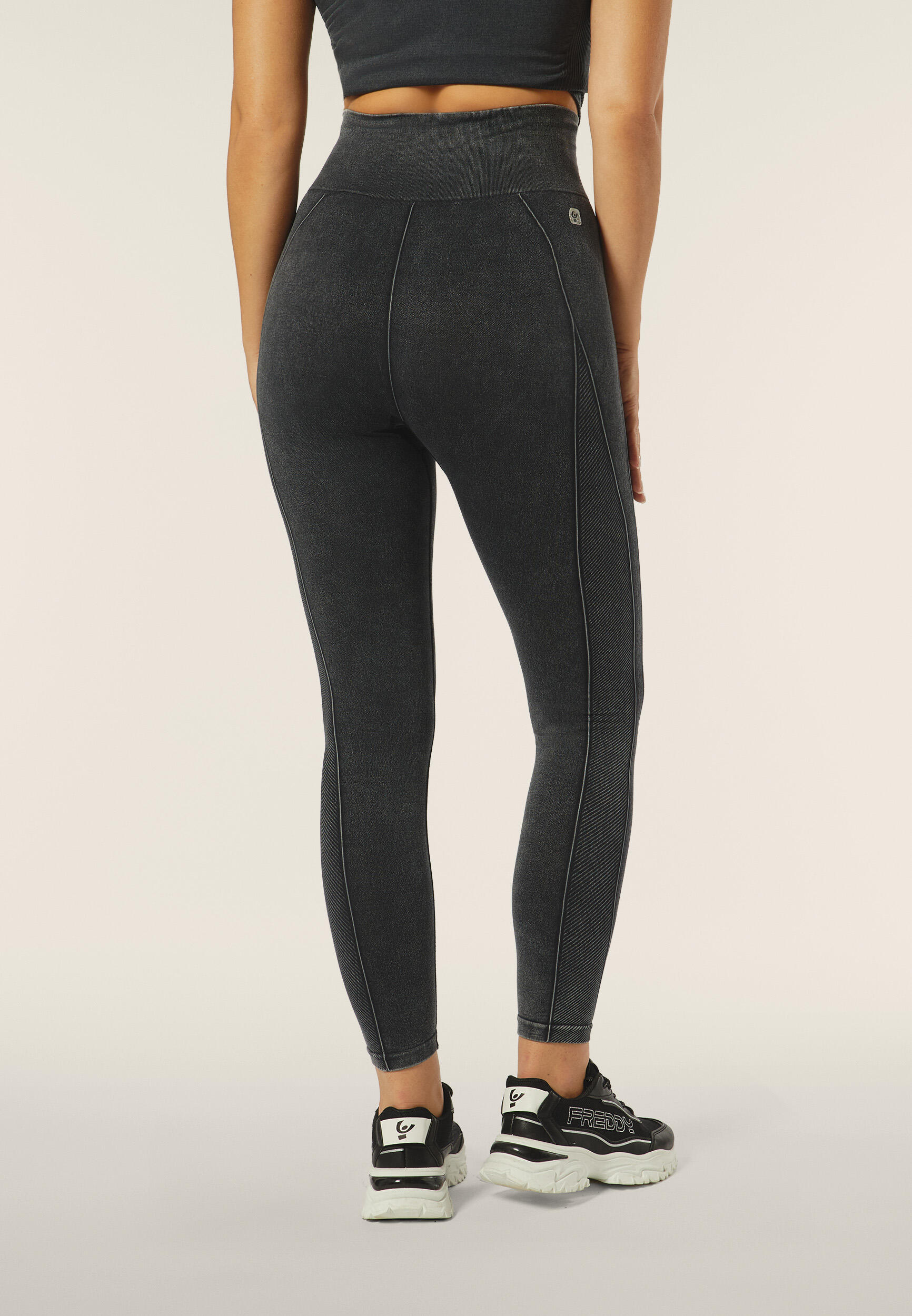 Seamless leggings met denim effect en hoge taille 7/8-lengte 3/7