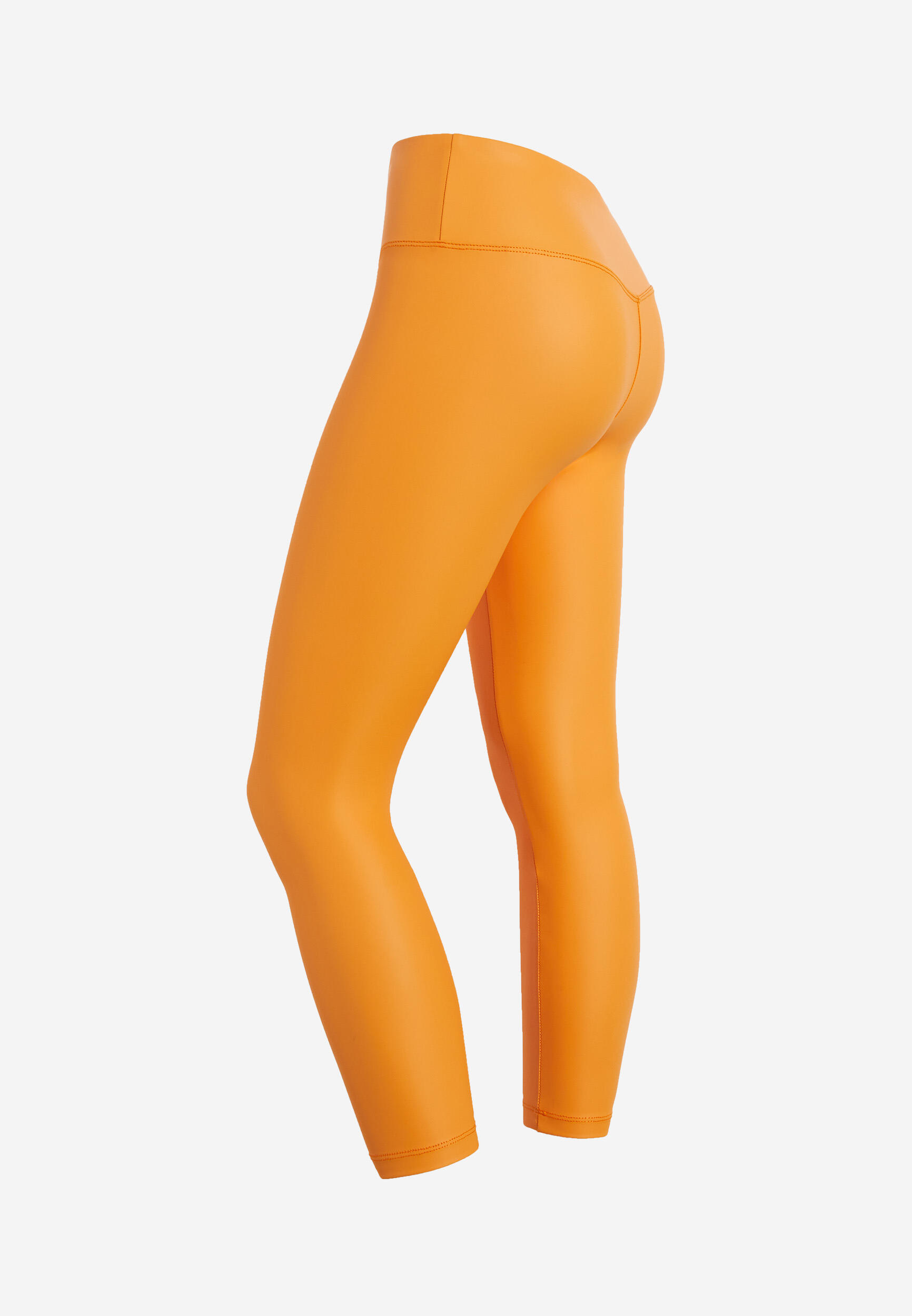 Leggings 7/8 vita alta in tessuto coated effetto pelle 2/3