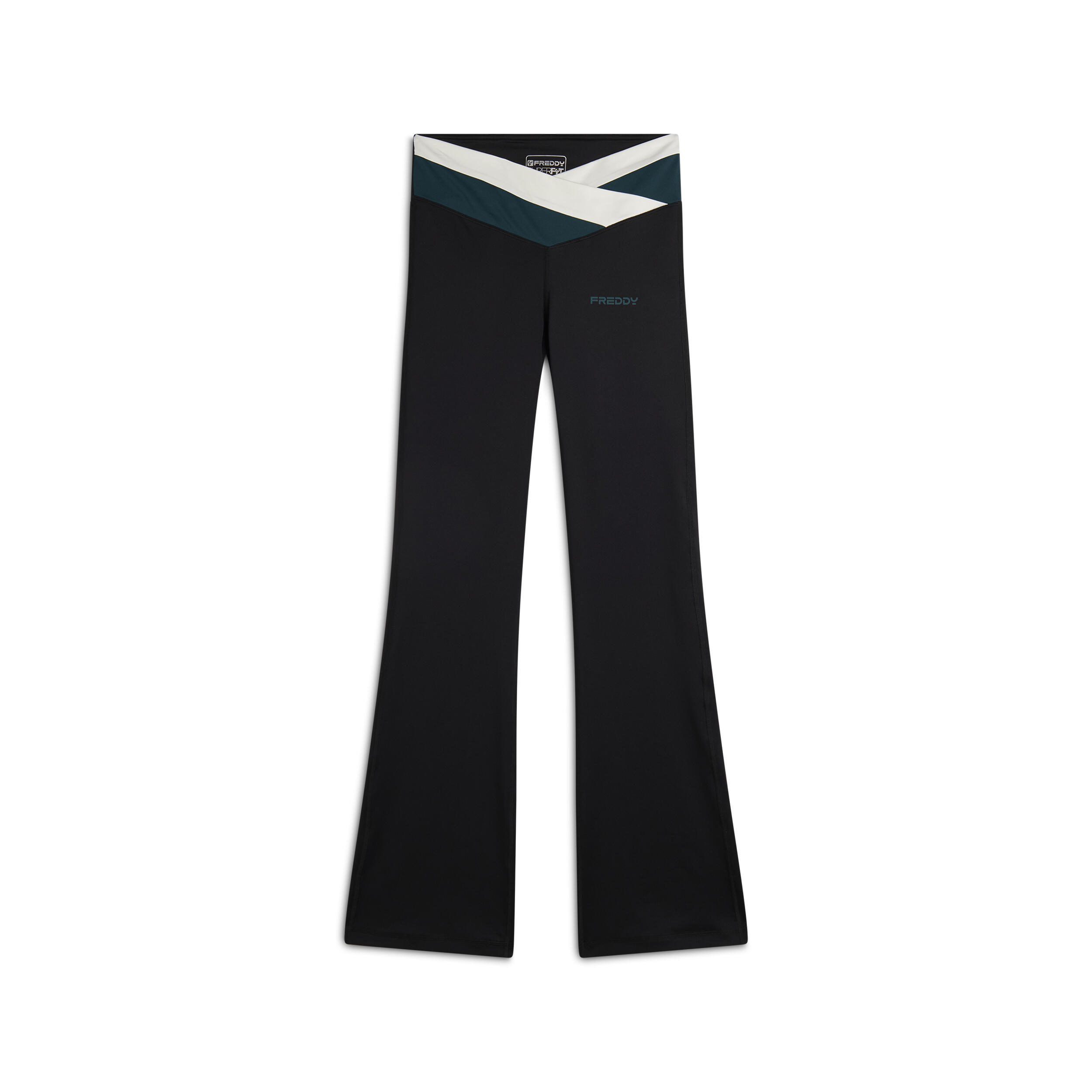 FREDDY Leggings flare vita alta a incrocio bicolore