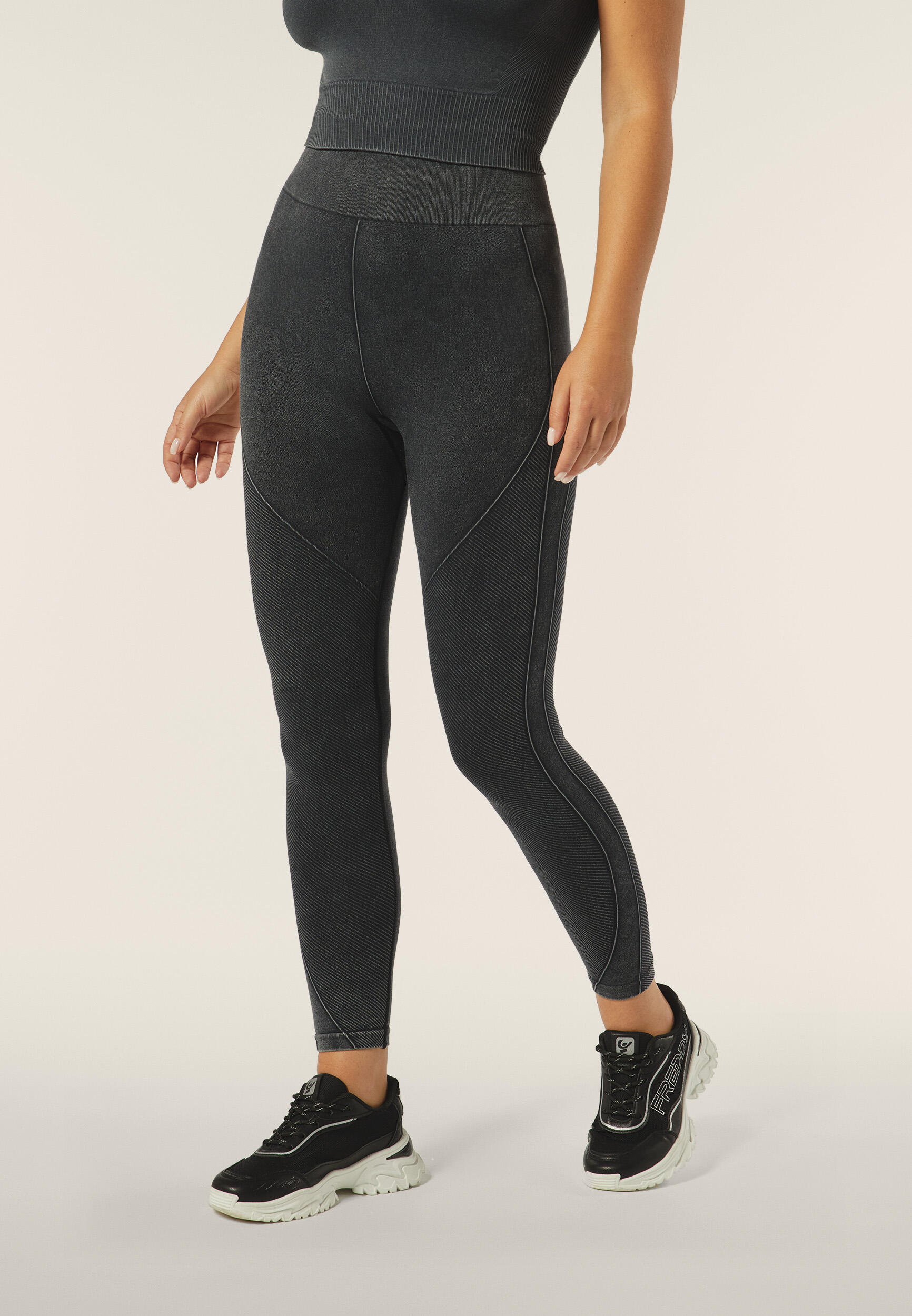 Seamless leggings met denim effect en hoge taille 7/8-lengte 2/7