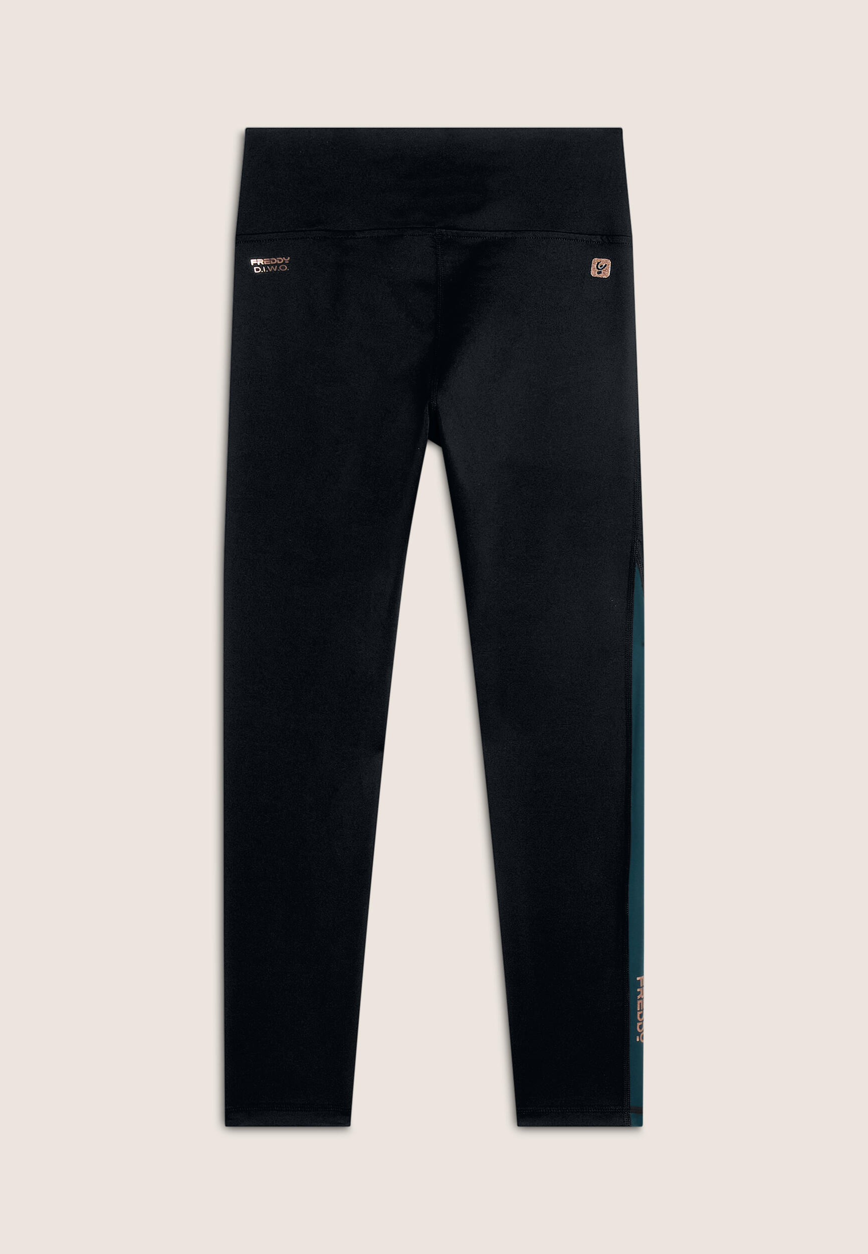 Leggings 7/8 in tessuto tecnico con vita alta a incrocio 2/3