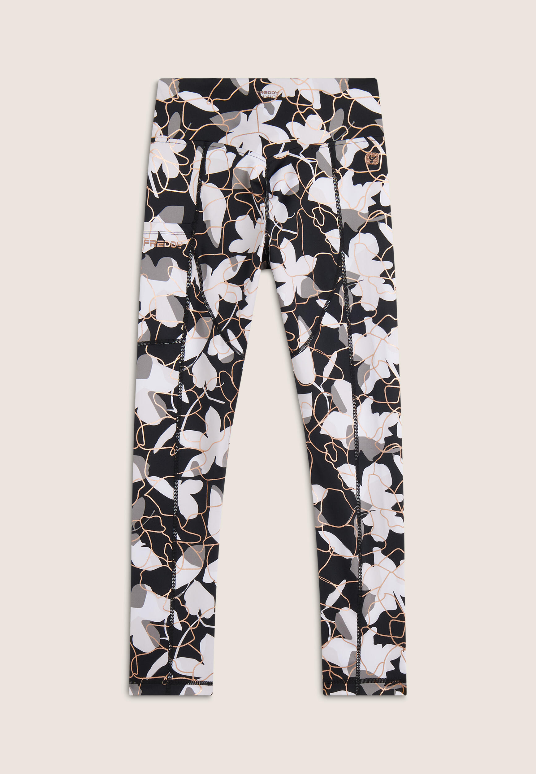 Leggings 7/8 vita alta in tessuto tecnico fantasia floreale 2/3