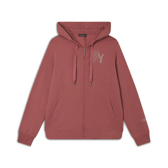 Felpa Cappuccio e Zip con Logo FY in Strass