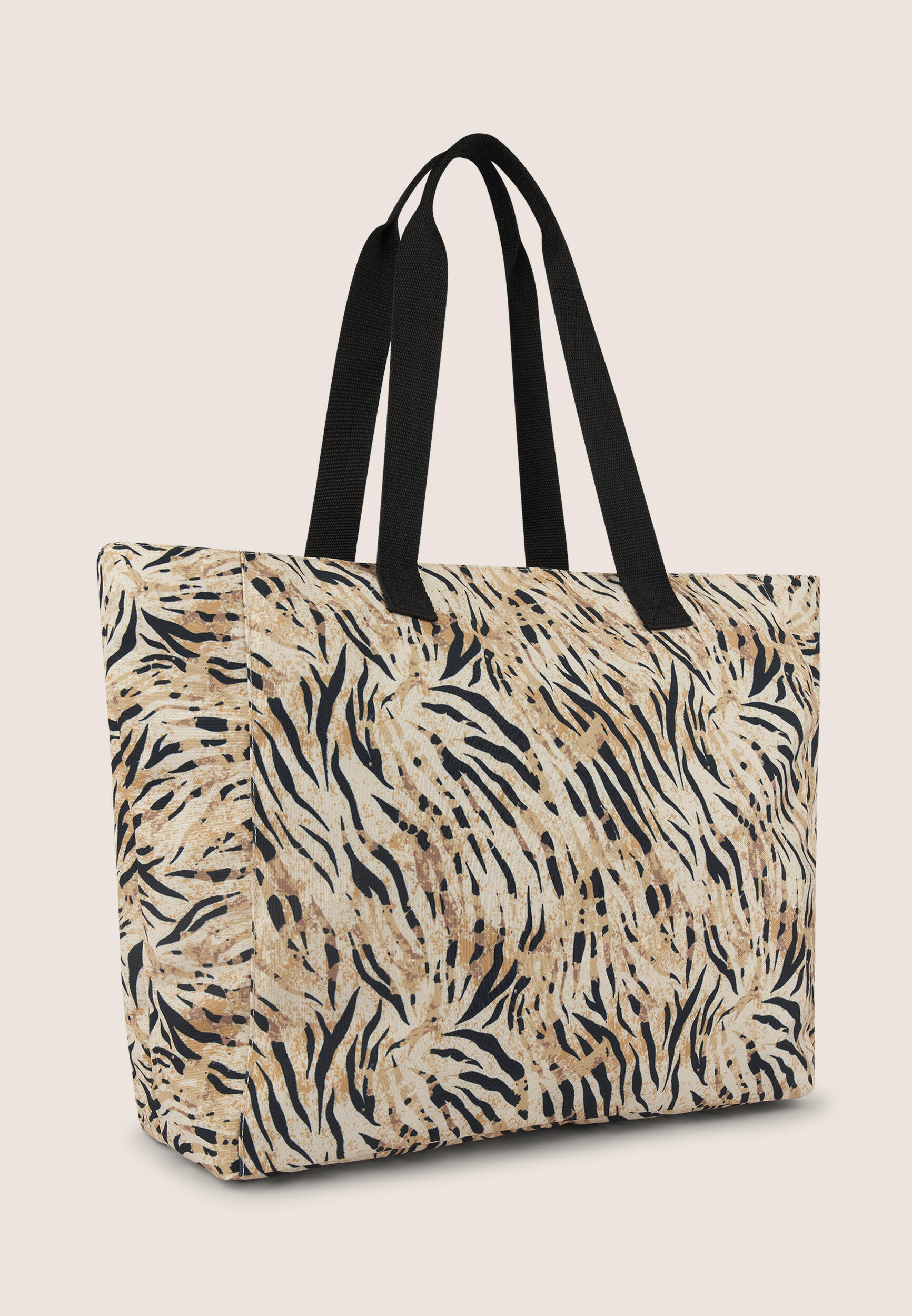 Bolso shopper de lona con estampado animal print y cremallera 3/3