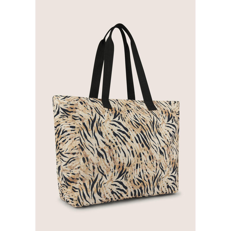 Shopping bag en toile à imprimé animal avec fermeture à glissière