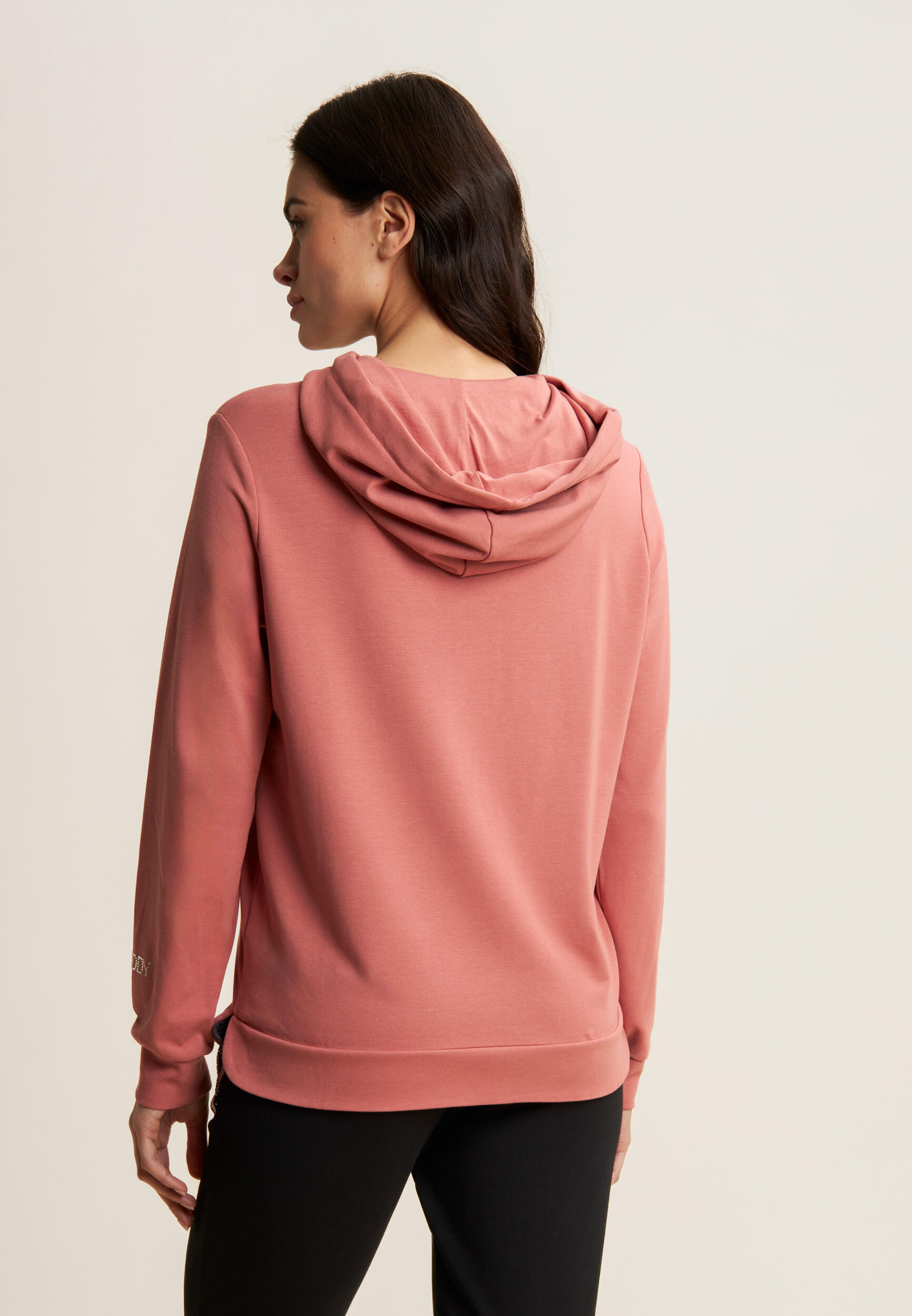 Felpa Cappuccio e Zip con Logo FY in Strass 3/5
