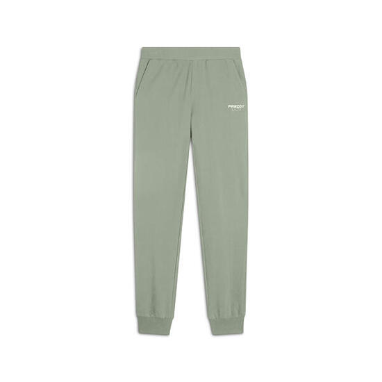 Pantaloni Regular Fit in French Terry con Polsini in Costina