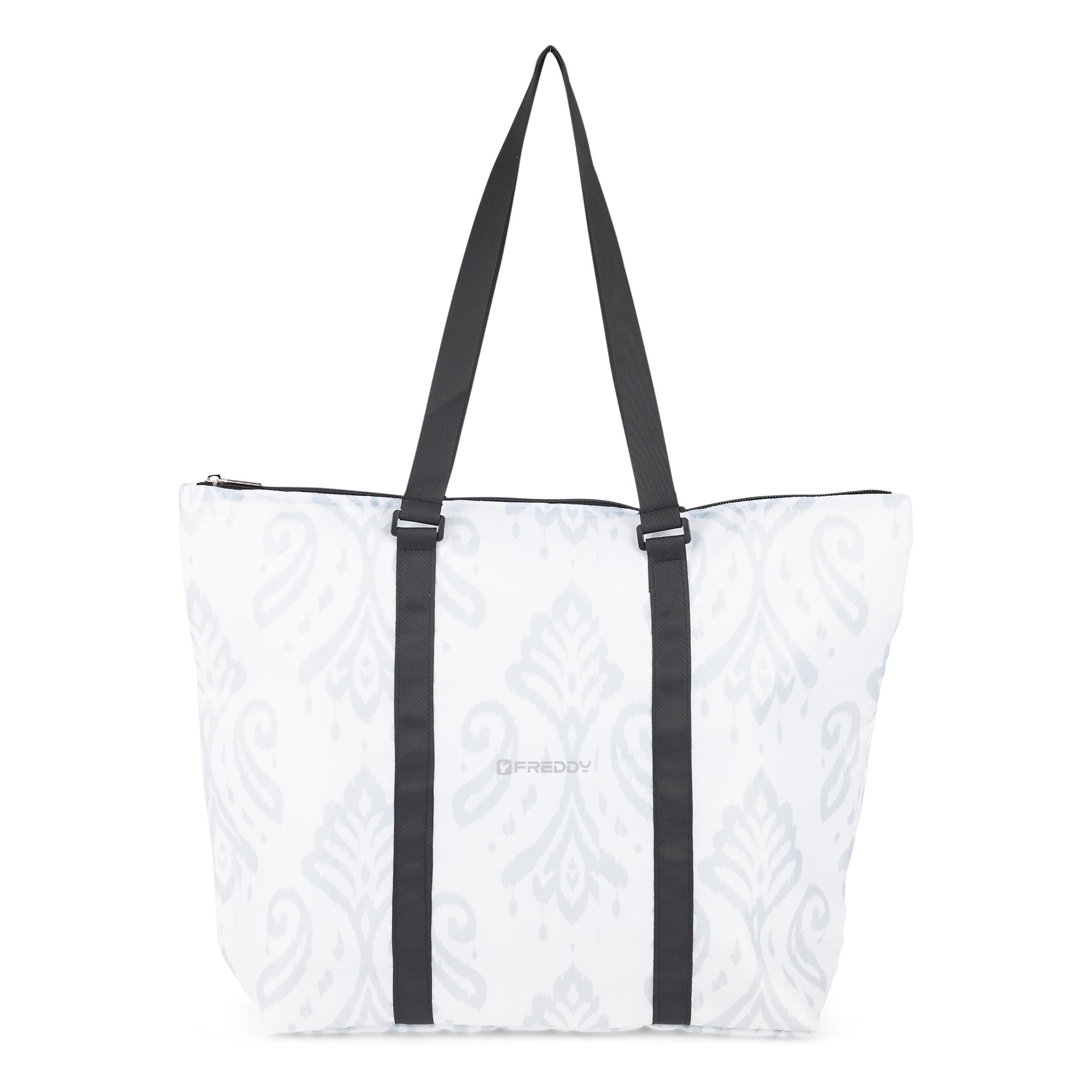 Freddy - Shopping Bag À Imprimé Floral Avec Fermeture À Glissière - Sac De Sport - Blanc|gris - Taille Unique - Decathlon