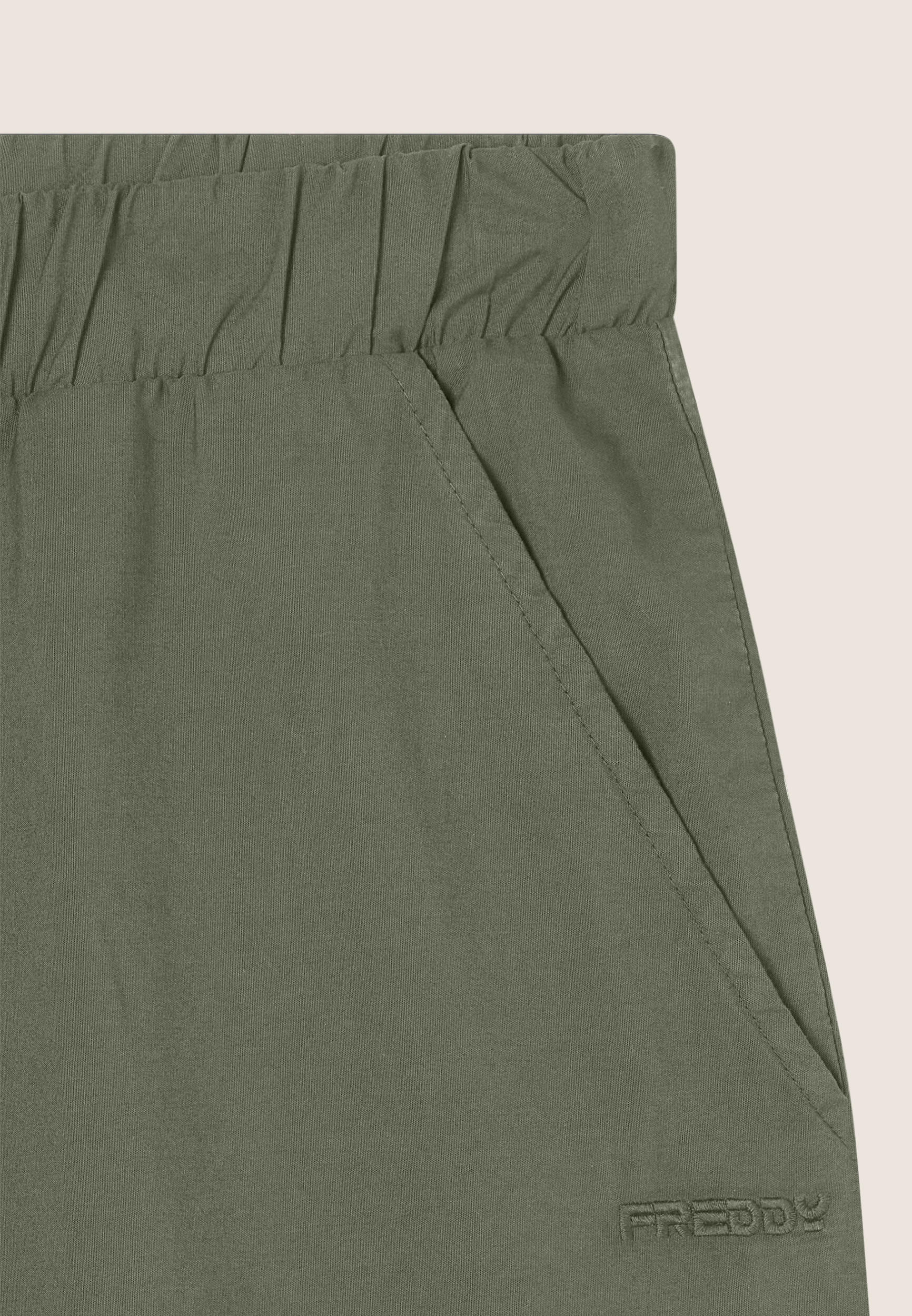 Pantaloni wide leg in cotone navetta con ricami Sangallo 3/3