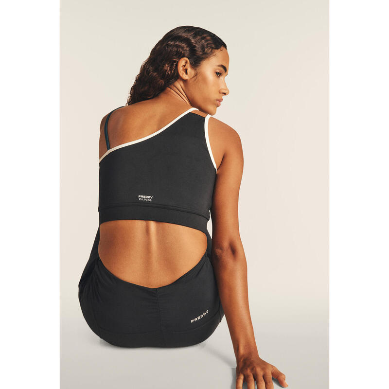 Brassière de sport à une seule bretelle avec détails contrastés