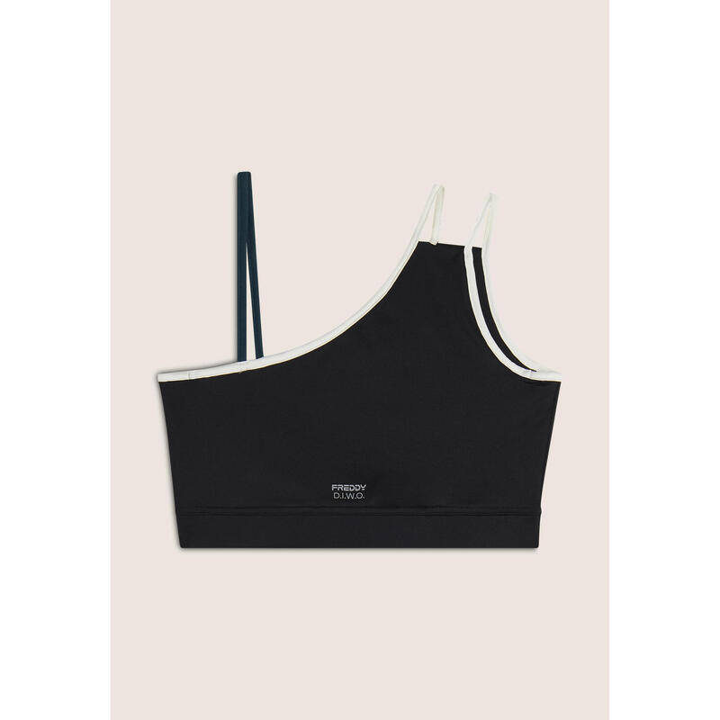 Brassière de sport à une seule bretelle avec détails contrastés