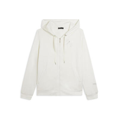 Felpa Cappuccio e Zip con Logo FY in Strass