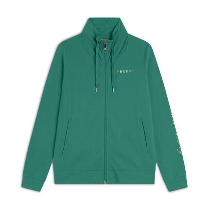 Sweat-shirt zippé à col haut avec détails floraux et imprimé sur la manche