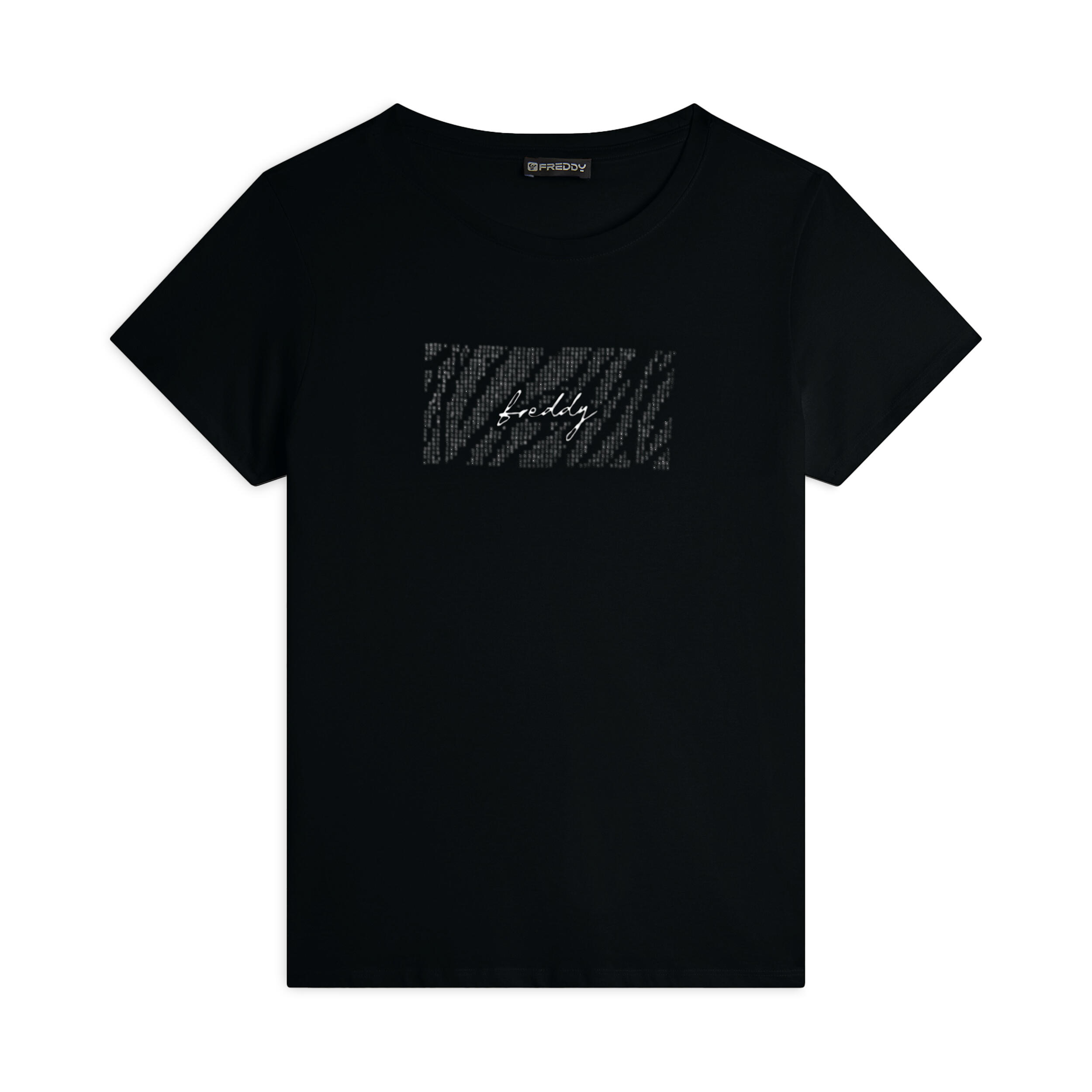 FREDDY T-shirt in cotone Supima con logo e borchiette