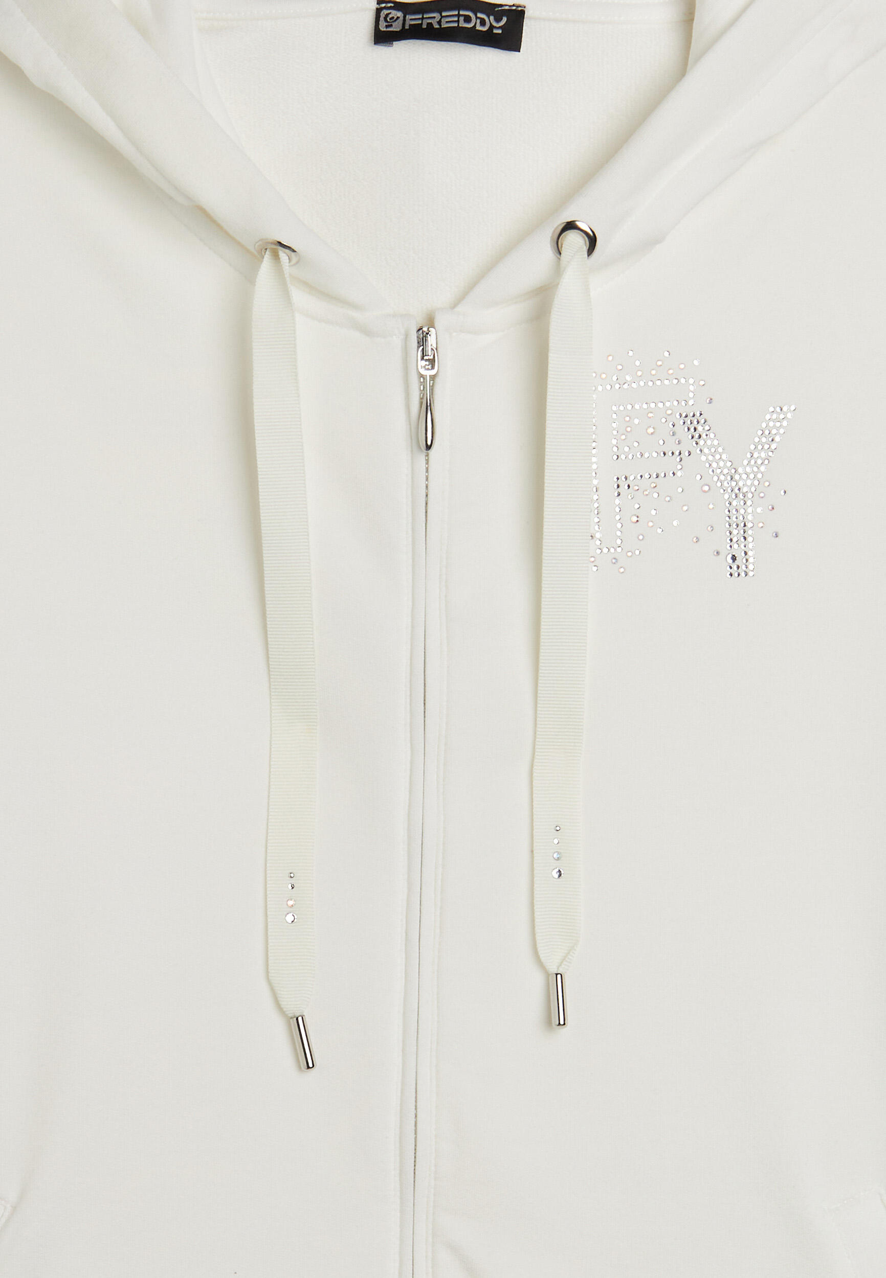 Felpa Cappuccio e Zip con Logo FY in Strass 3/3