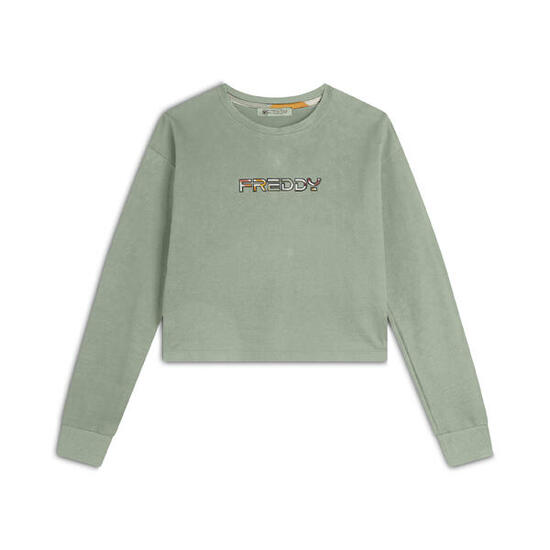 Felpa Cropped con Logo Multicolore