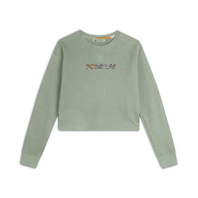 Felpa Cropped con Logo Multicolore
