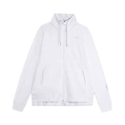 Sweat-shirt zippé à col haut avec détails floraux et imprimé sur la manche
