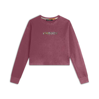 Felpa Cropped con Logo Multicolore