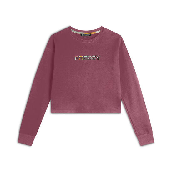 Felpa Cropped con Logo Multicolore